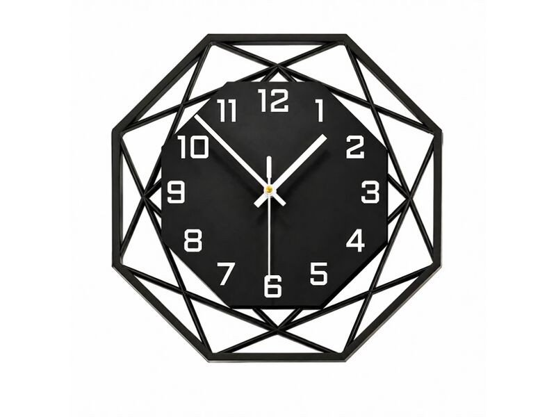 Modern Wall Clock 12 Inch Black Silent Non Ticking Battery Operated Minimalist image number 0