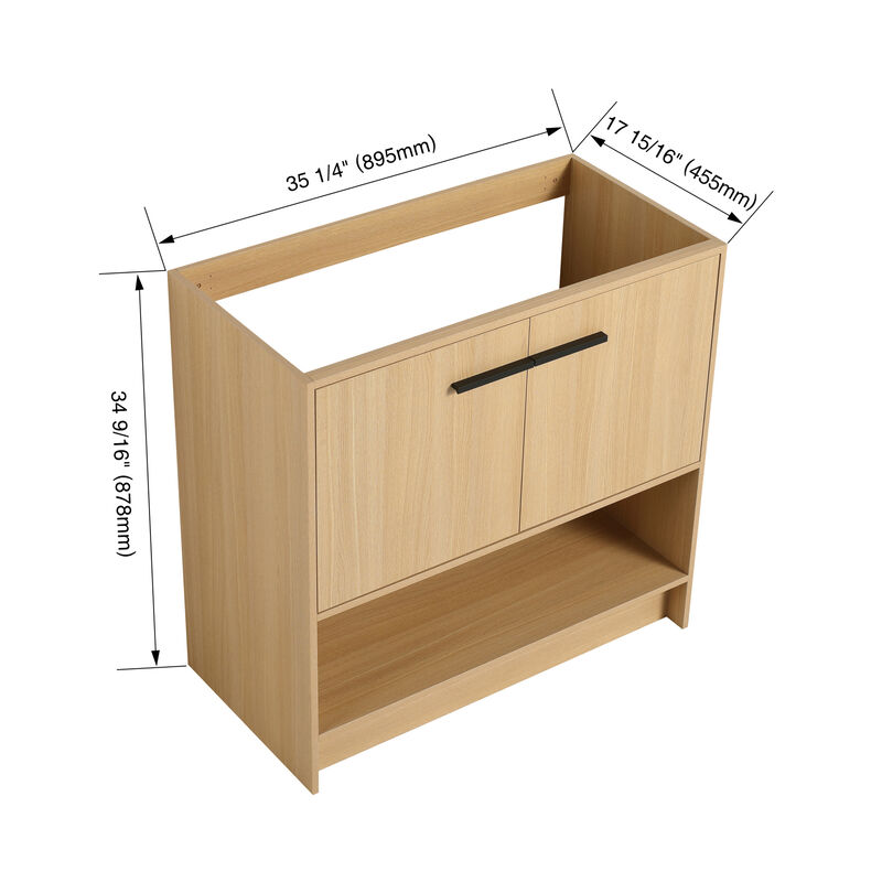 ELEMENT ACE Freestanding Bathroom Vanity, Open Bottom Storage Compartment Scratch Water Resistant Plywood Construction for Bathrooms image number 2