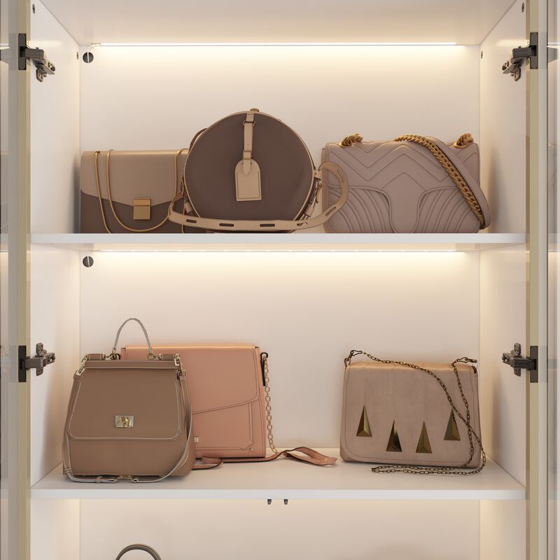 FUFU&GAGA Tall Wardrobe with Glass Doors and Adjustable Shelves for Closet or Wardrobe Room (31.5" W x 14.2" D x 78.7" H) White