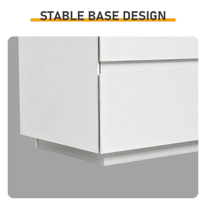 High Gloss 6 Drawer Storage Dresser with USB Powered RGB LED Lighting image number 3