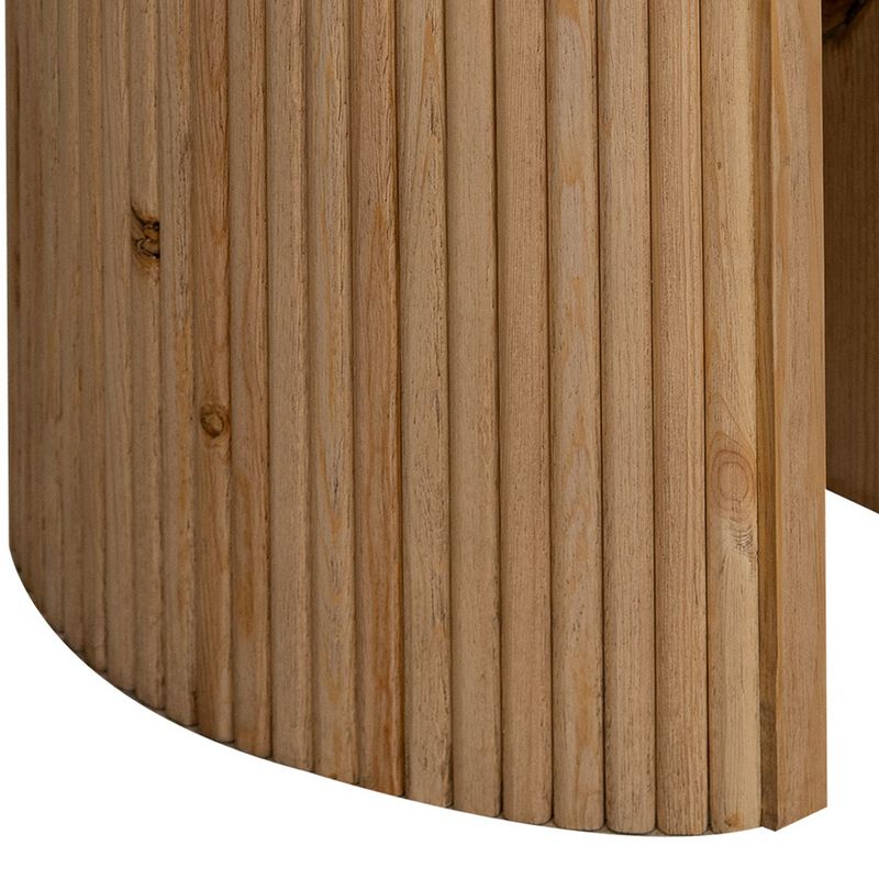 Izya 20 Inch Chairside End Table, Drawer, Intricate Ribbed Column, Brown