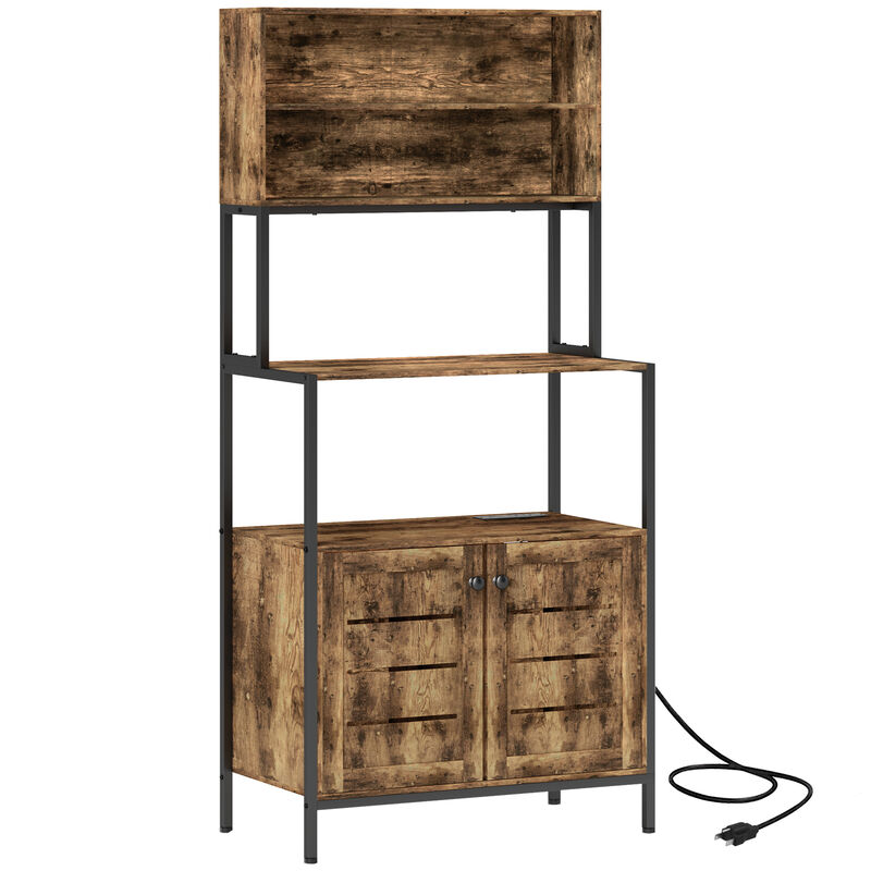 Hivvago Microwave Stand and Baker&rsquo;s Rack with Storage and Power image number 0