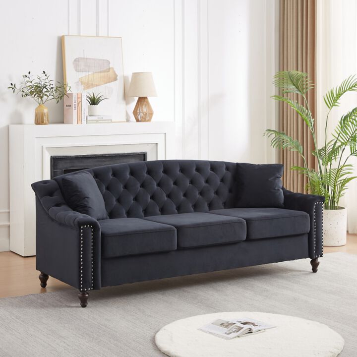 Snump 82" Velvet Chesterfield Sofa