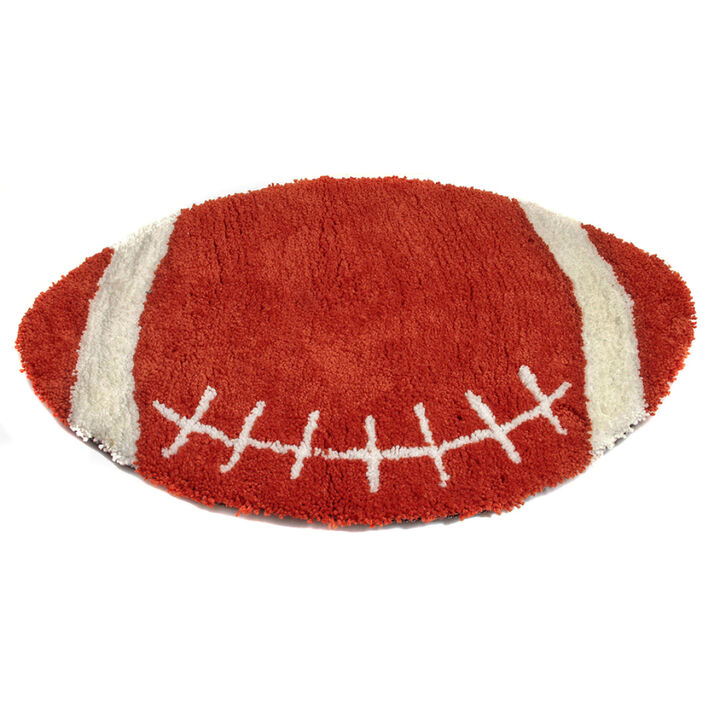 "Sports Theme" Shaped Hand Tufted Extra Soft Shag Area Rug (36-in Diameter)