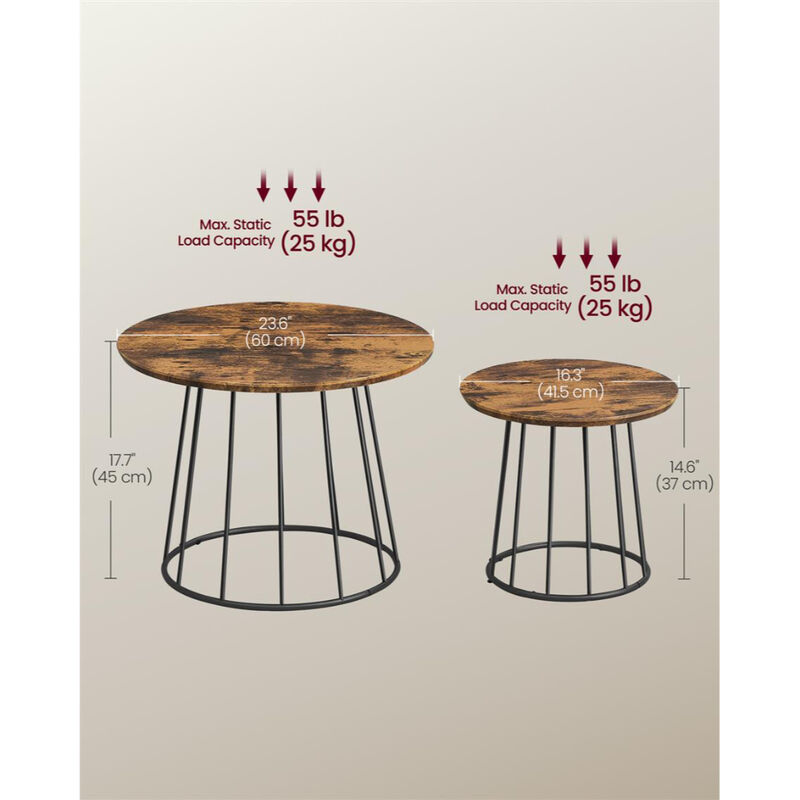 Modern Coffee Table Duo &ndash; Set of 2 Round Tables with Steel Base for Elegant and Functional Living Rooms