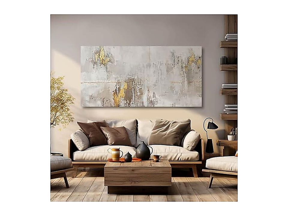 White Abstract Decor Textured Wall Art Office Master Bedroom Gold Walls 24 X 48