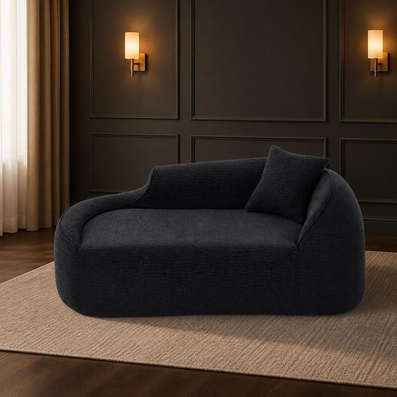 GOODSILO Curved Indoor Chaise Lounge Chair Modern Deep Seating Sleeper Sofa with Throw Pillow for Living Room Bedroom Apartment Small Spaces image number 2