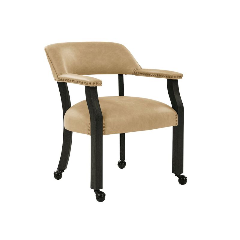 Rylie Dining Sand PU Arm Chair w/Caster
