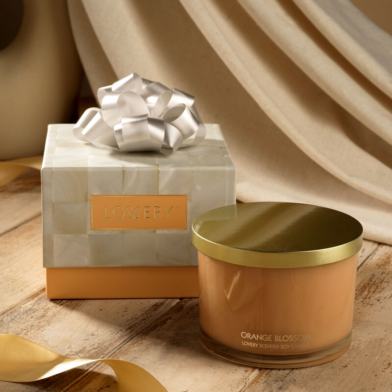 Orange Blossom Candle Gift Set, 3 Wick Home Soy Candles, 13oz image number 1