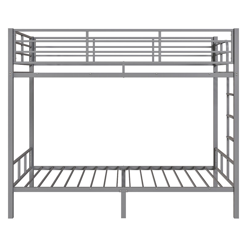 Square Tube Bunk Bed with High Guardrails & Side Ladder &ndash; Strong Iron Frame image number 2