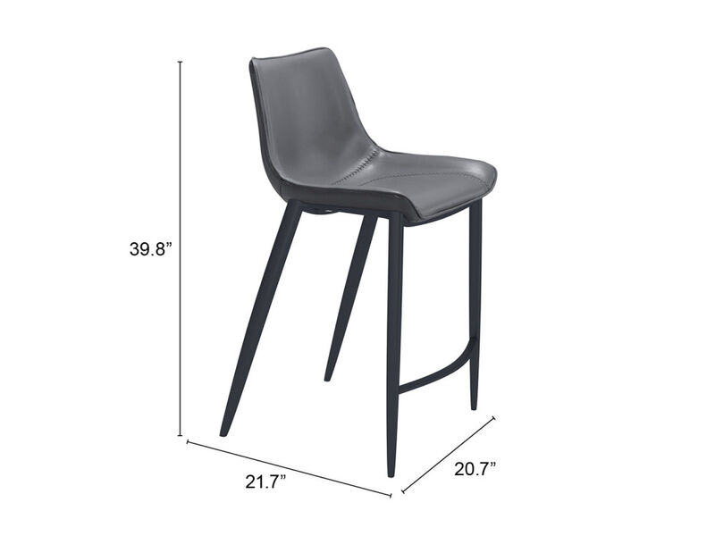 Magnus Counter Stool (Set of 2) Dark Gray & Black
