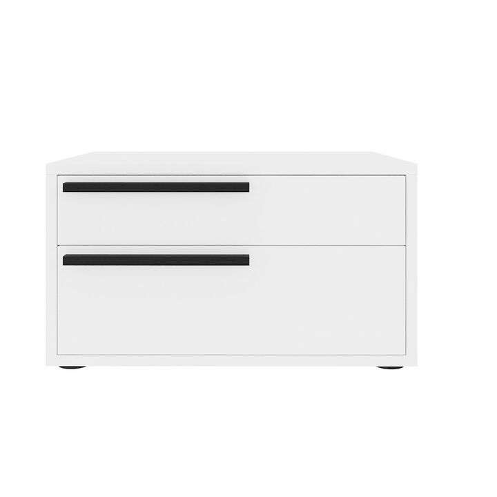 Casabianca Home Carter Left Nightstand In White High Gloss With Black Handles