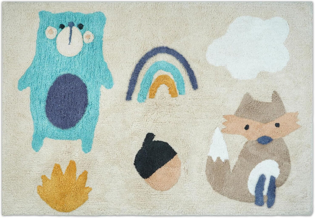 HomeRoots Woodland Animals Youthful Washable Area Rug