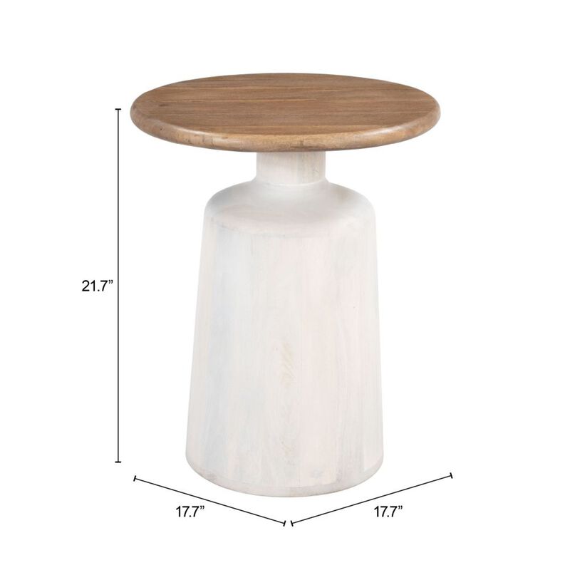Goblet Side Table Brown & White image number 4