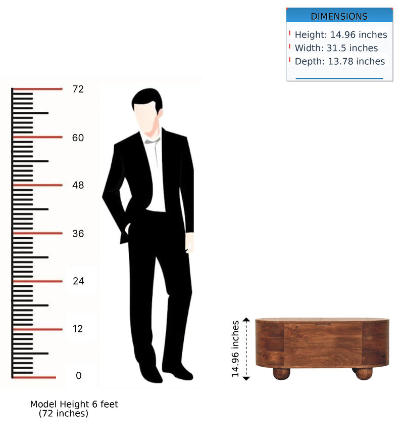Artisan Furniture Solid Wood Curva Storage Trunk,Oak with Storage image number 9
