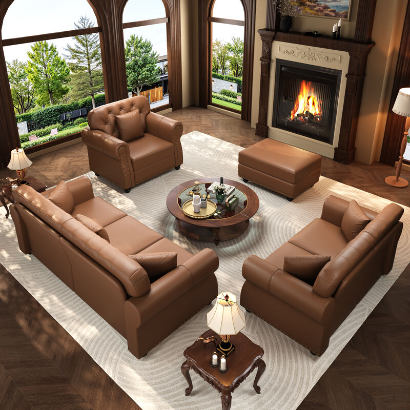 Lerkka Upholstered Faux Leather Sofa Sets image number 1