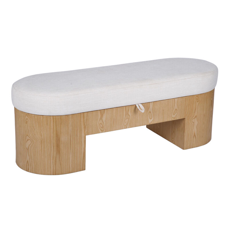 Poppi Cream Performance Fabric Storage Bench image number 1