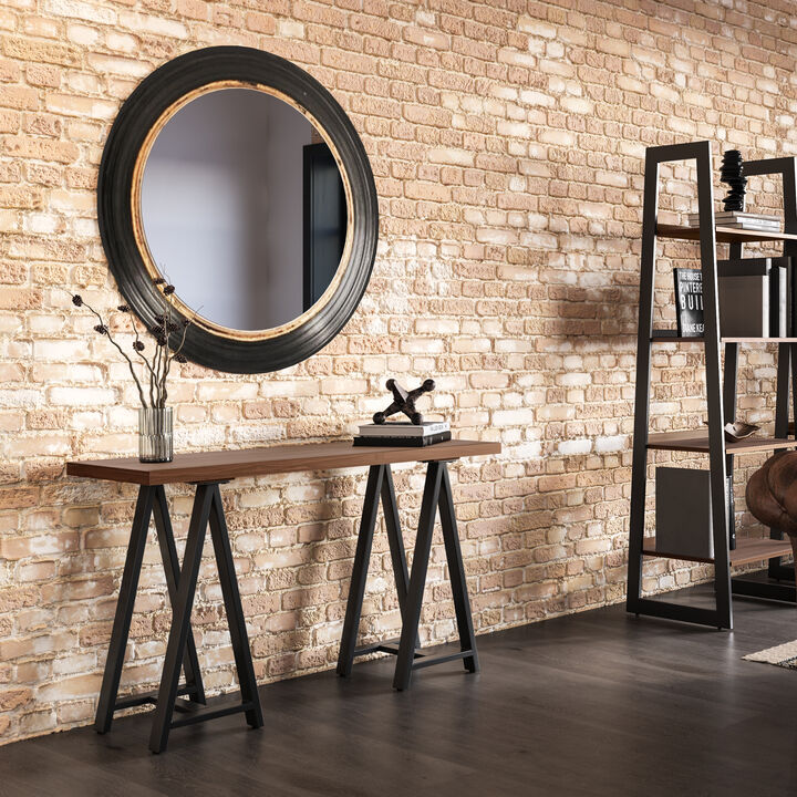 Sawhorse SOLID WOOD and Metal 50 inch Wide Modern Industrial SOLID WALNUT WOOD and Metal Console Sofa Table in Walnut