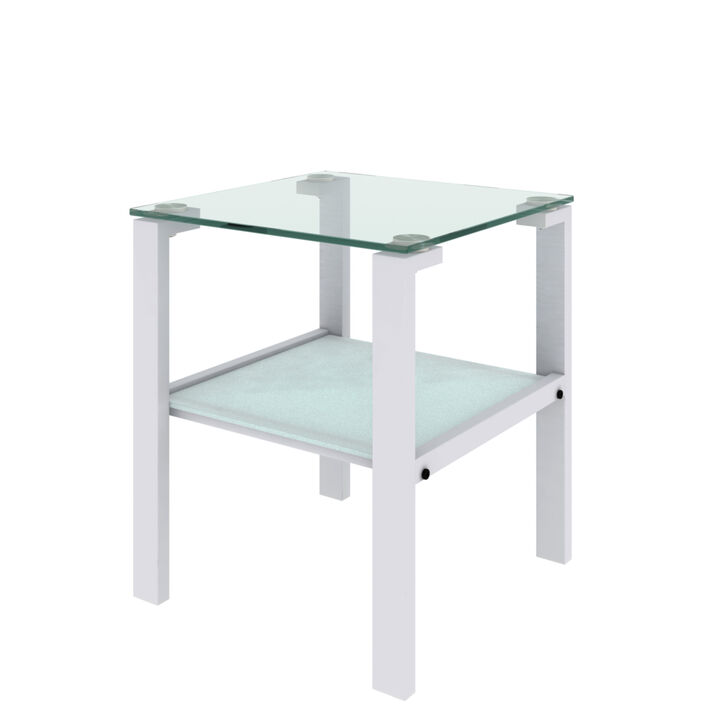 Hivvago 2pcs Two Layered Tempered Glass Small Bedroom Corner Home Tea Table