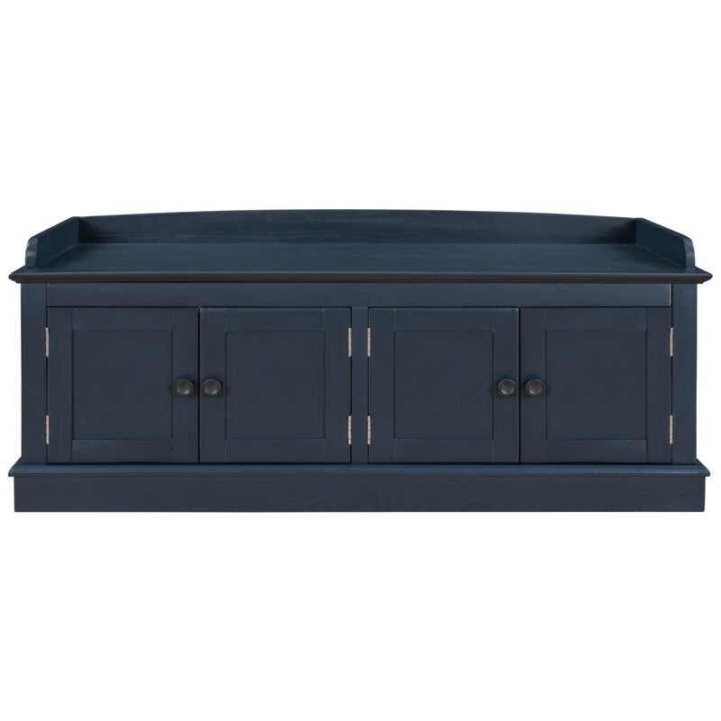 Streamdale Multi-Purpose Storage Bench with Adjustable Shelves and Cushioned Seat image number 9