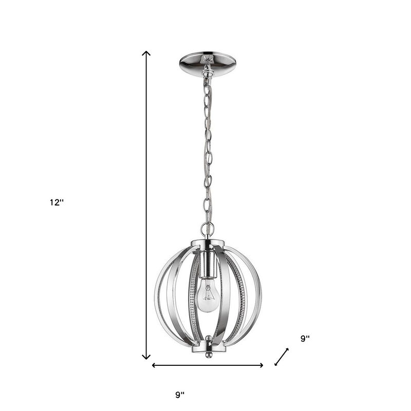 Hivvago Nevaeh 1-Light Chrome Globe Pendant With Crystal Accents