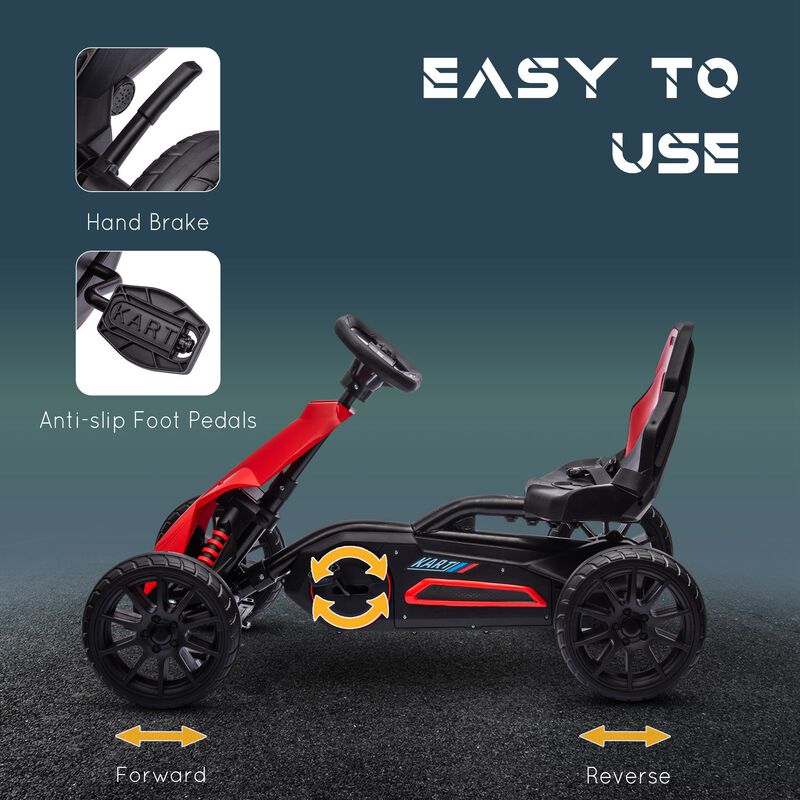 BreeBe Kids Pedal Go Kart W/ Adjustable Seat, Swing Axle image number 4