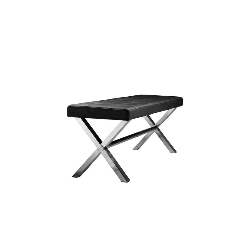 Pangea Home Beverly Bench Faux Leather Black