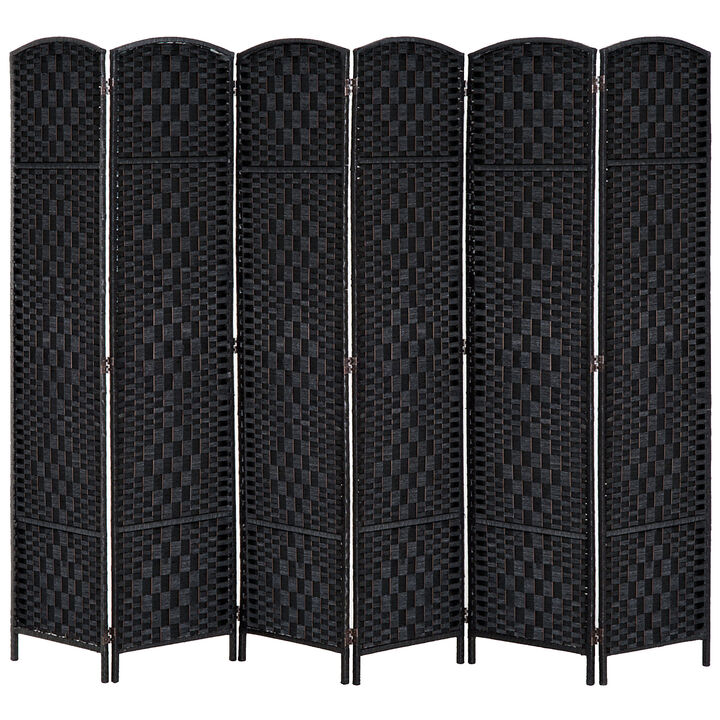 Hivvago Portable 6-Panel Wicker Room Divider for Bedroom or Office