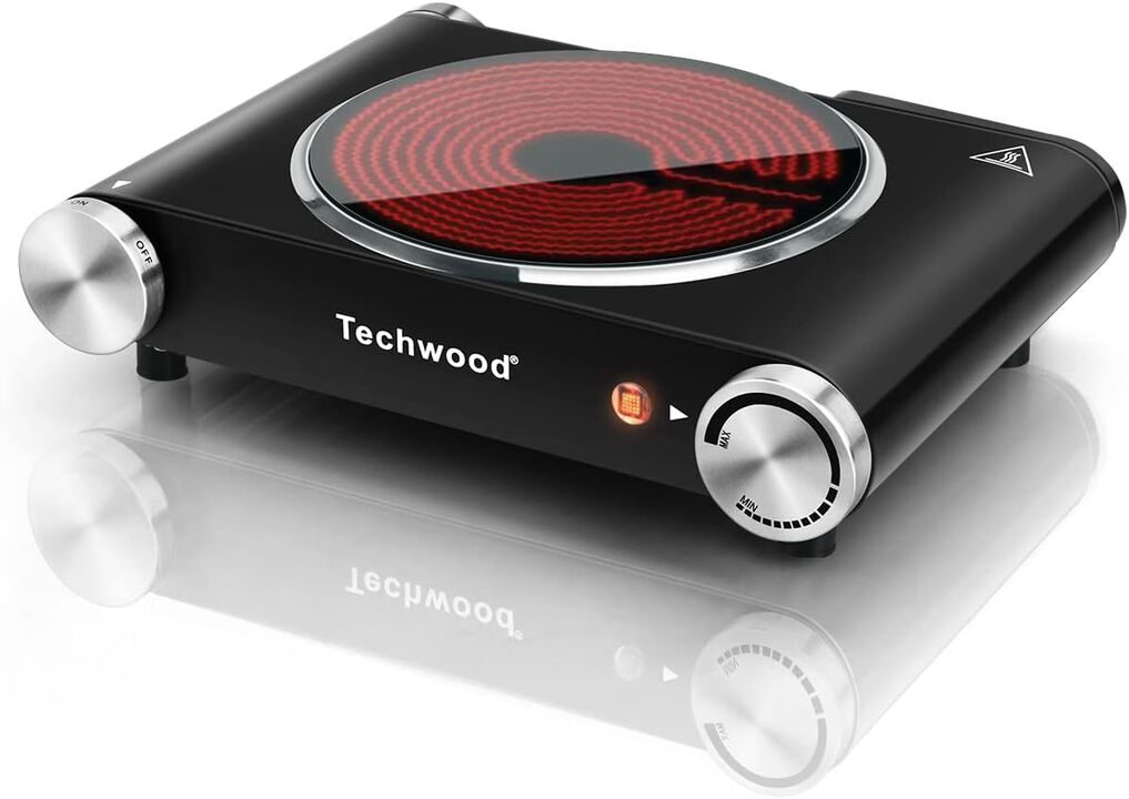 Techwood Single Burner for Cooking, 1200W Portable Infrared Ceramic Electric Stove with Adjustable Temperature, 7.1&rdquo; Cooktop for Home/RV/Camp