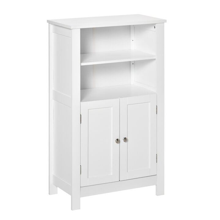 White Bathroom Storage: Freestanding Double Door Floor Cabinet