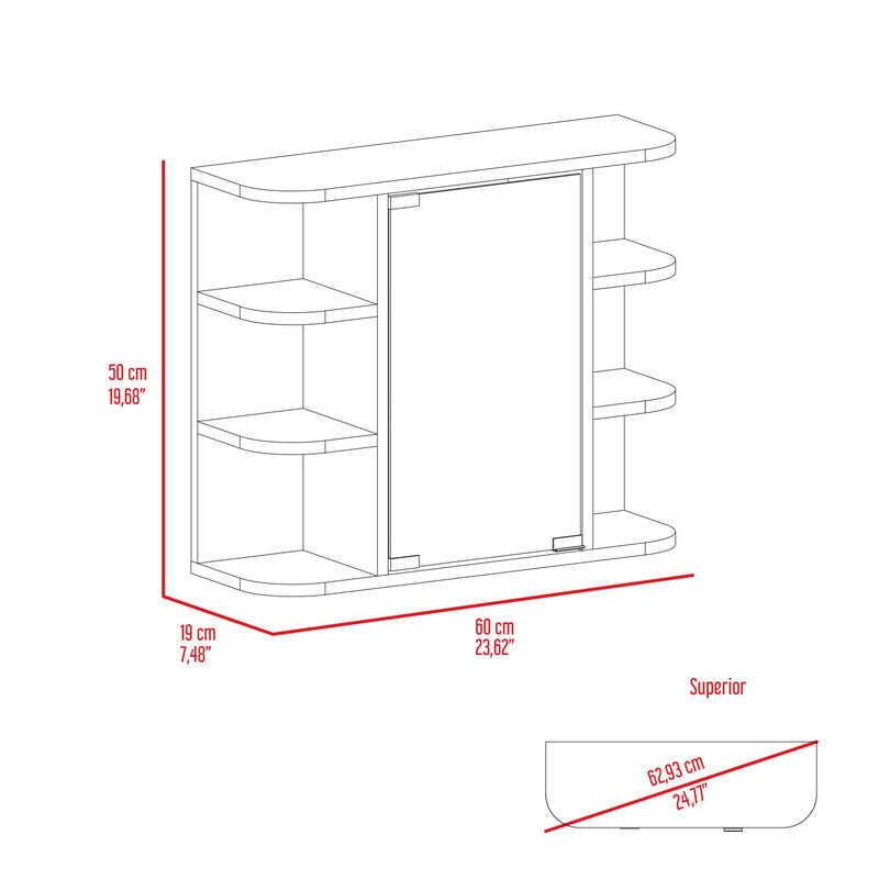 Streamdale Roseburg 6-Shelf Medicine Cabinet With Mirror Light Grey image number 7