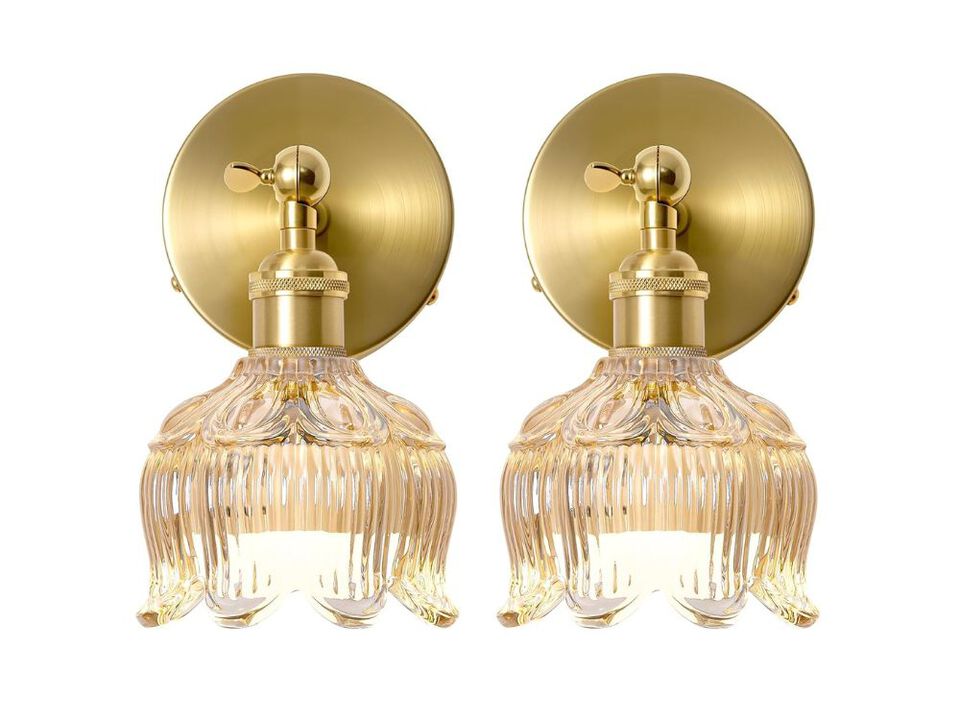 Set of 2 Rechargeable Wall Sconces Battery Operated Dimmable Lights