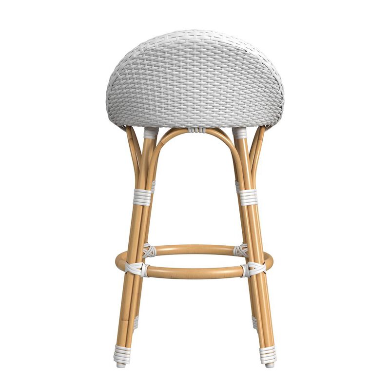 Butler Specialty 24 in. Seat Height Outdoor Rattan and Metal Low Back Counter Stool