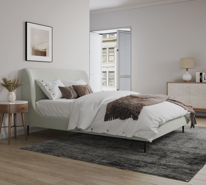 Heather Queen Bed in Cream with Black Legs
