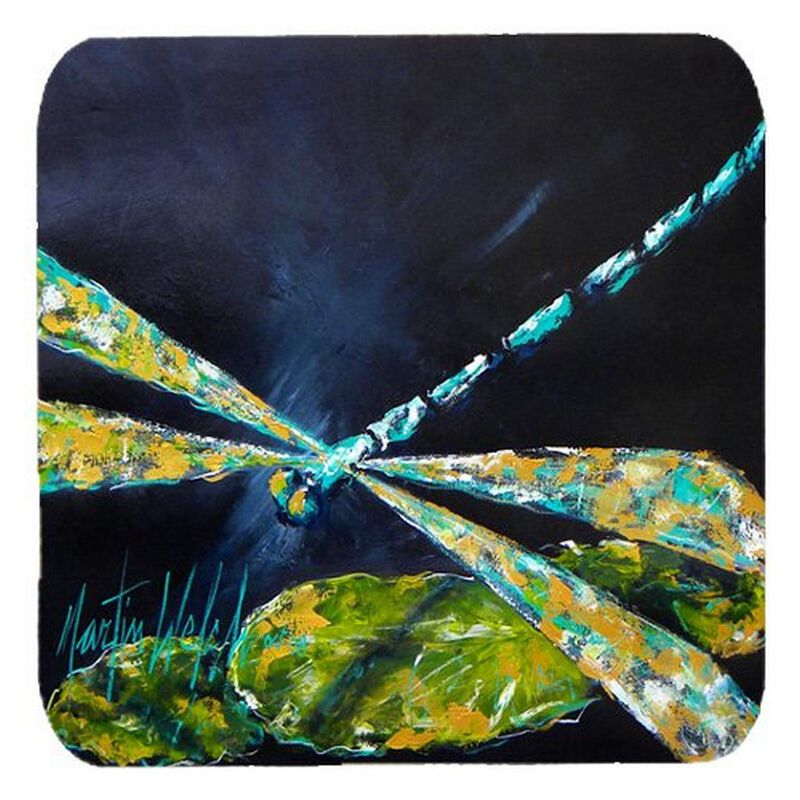 Caroline's Treasures MW1028FC Insect-Dragonfly Night Flight Dark Blue Foam Coasters (Set of 4), 3.5 H x 3.5 W, Multicolor image number 0