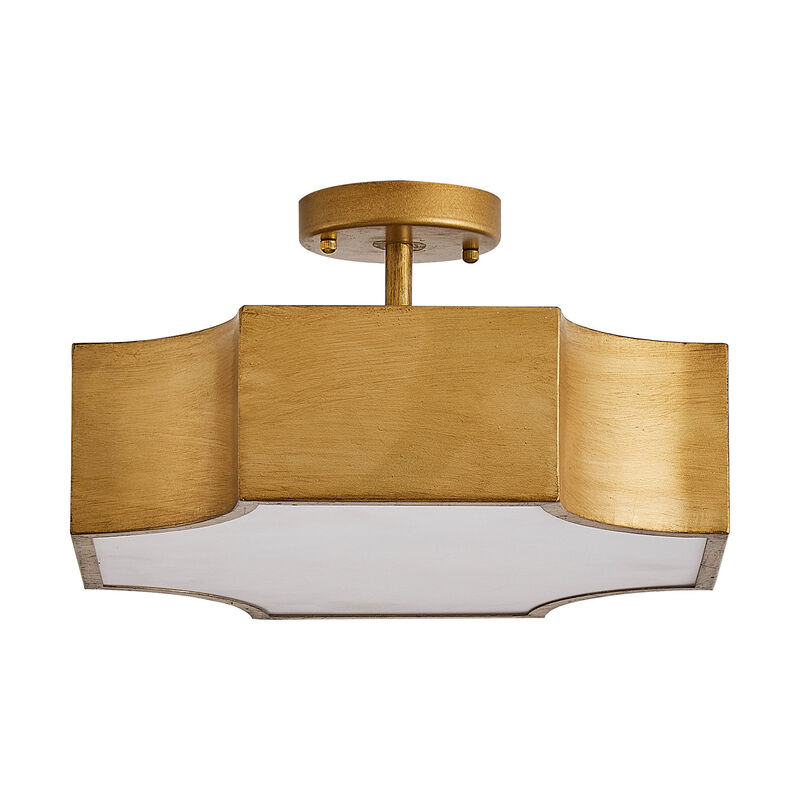 Classic Gold Metal 3-Light Semi-Flush Mount Ceiling Light