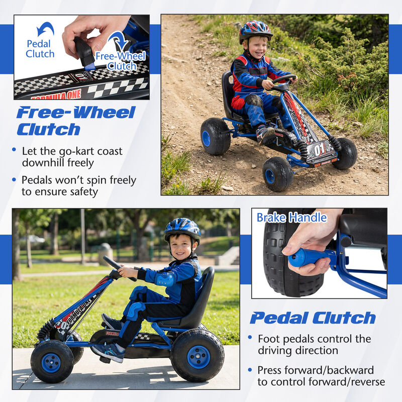 4 Wheel Pedal Go Kart for Kids with Adjustable Seat and All Terrain Wheels image number 7