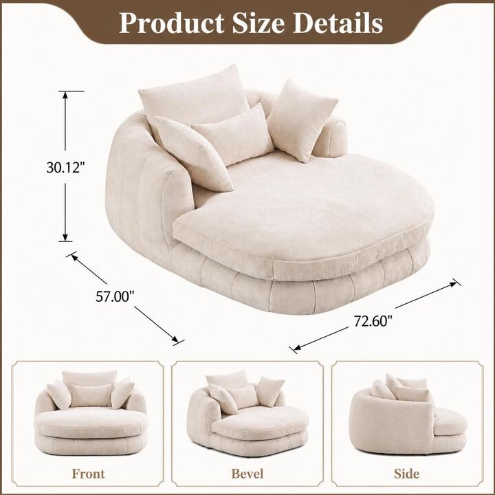 GOODSILO Oversized Indoor Chaise Lounge Chair Deep Seat Chenille Cloudlike Comfortable Reading Chair for Living Room Bedroom