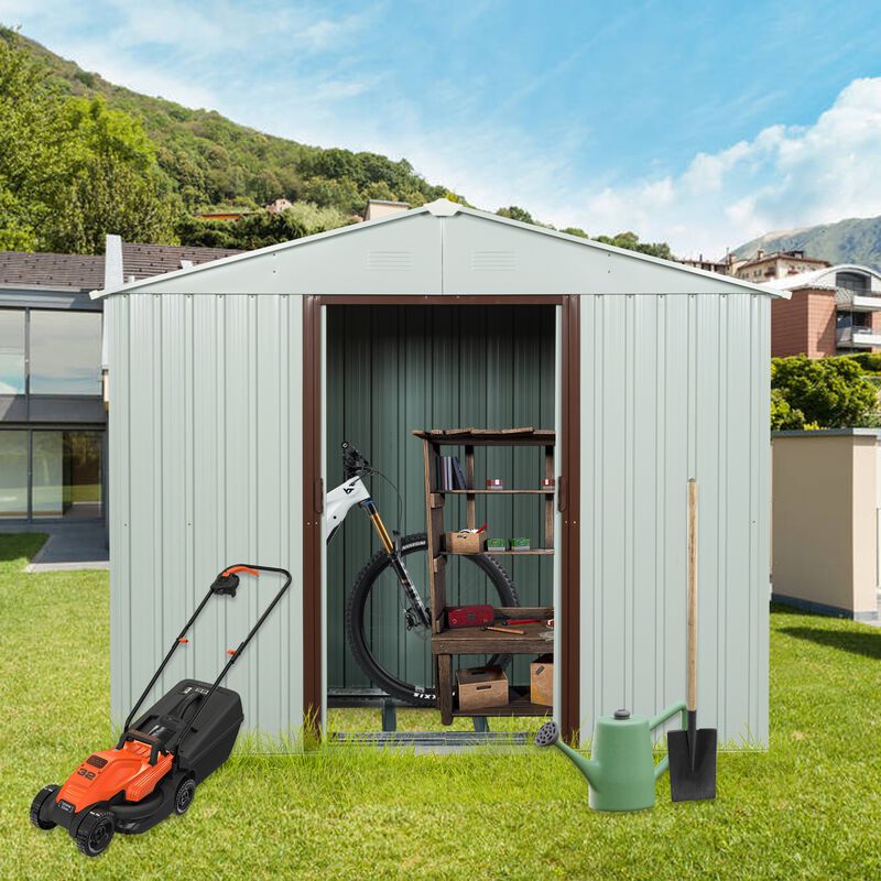 8ft x 4ft Outdoor Metal Storage Shed with metal foundation image number 2