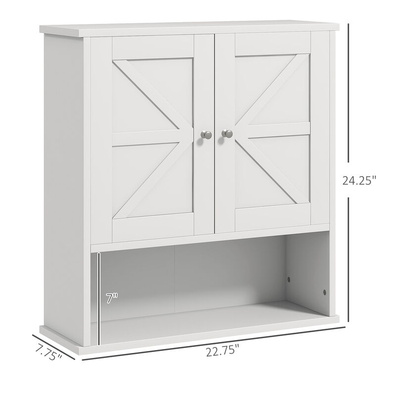 kleankin Farmhouse Bathroom Wall Cabinet, Medicine Cabinet with Open Shelf