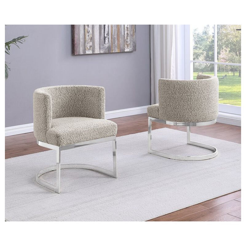 Best Quality Furniture Gray With Silver Chrome Base Barrel Chair (Single Chair)