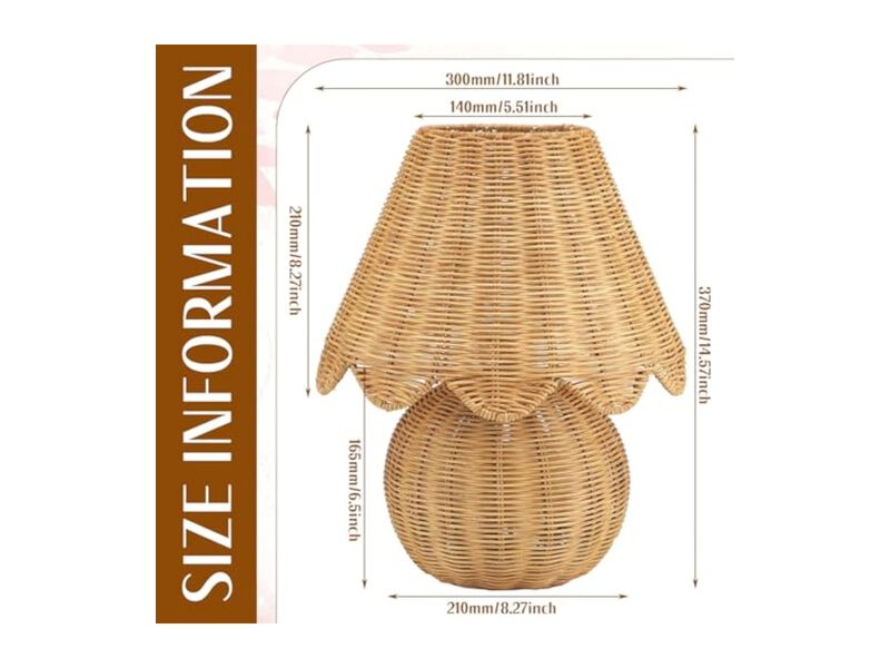Farmhouse Boho Rattan Table Lamp For Living Room Nightstand Bedside image number 1