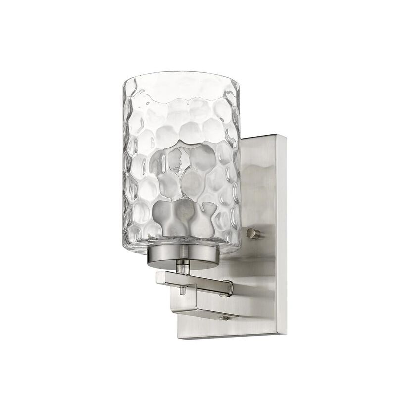 Hivvago Silver Metal and Pebbled Glass Wall Sconce