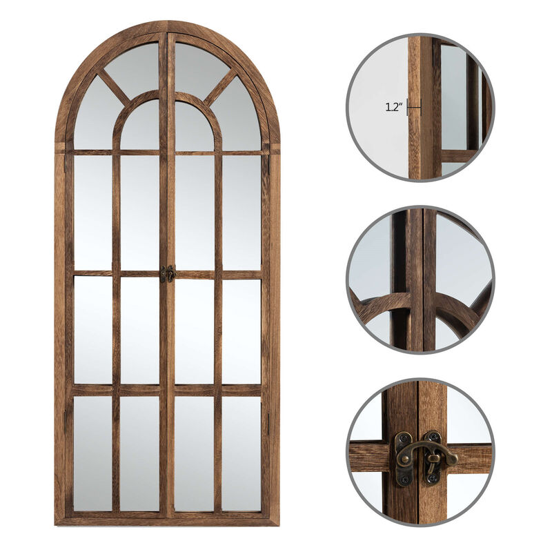 HomeRoots 71" Brown Solid Wood Arch Framed Full Length Mirror image number 3