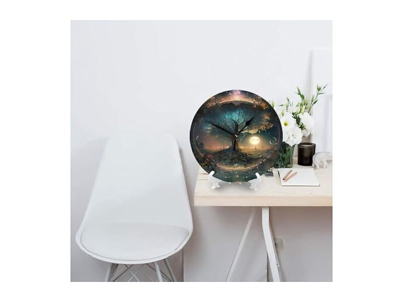 Tree Of Life Moon Phase Style Wall Clock 10 Inch Silent Non Ticking Modern image number 3