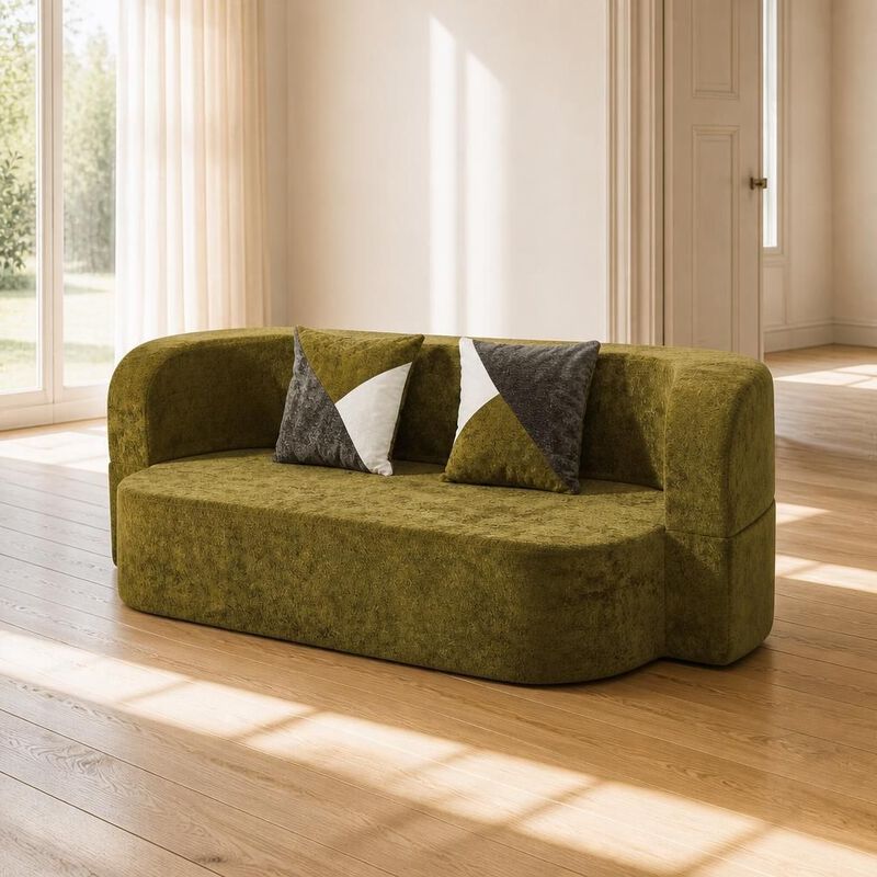 GOODSILO Convertible Eggshell Sleeper Sofa Bed with Plush Upholstery and 33D High Density Foam for Small Space Living Rooms Bedrooms Apartments image number 2