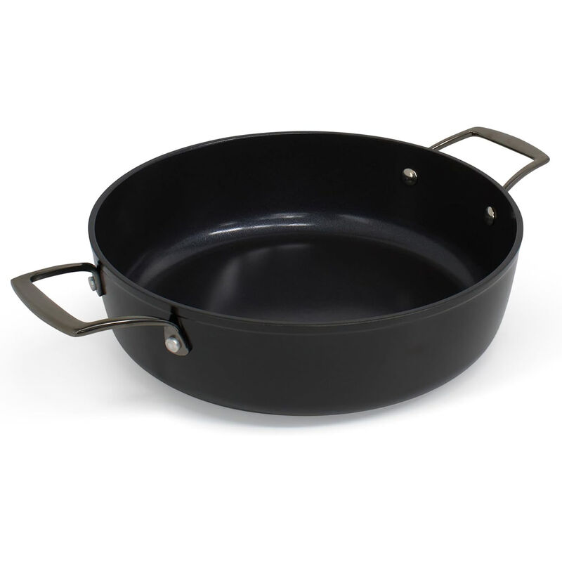 Blu. Cookware 11&rdquo; Saute Pan with Lid, Non-Toxic, Non-Stick Ceramic, PFA/PFOA-Free Pan, Suitable for All Cooktops, Includes Cleaning Bamboo Brush