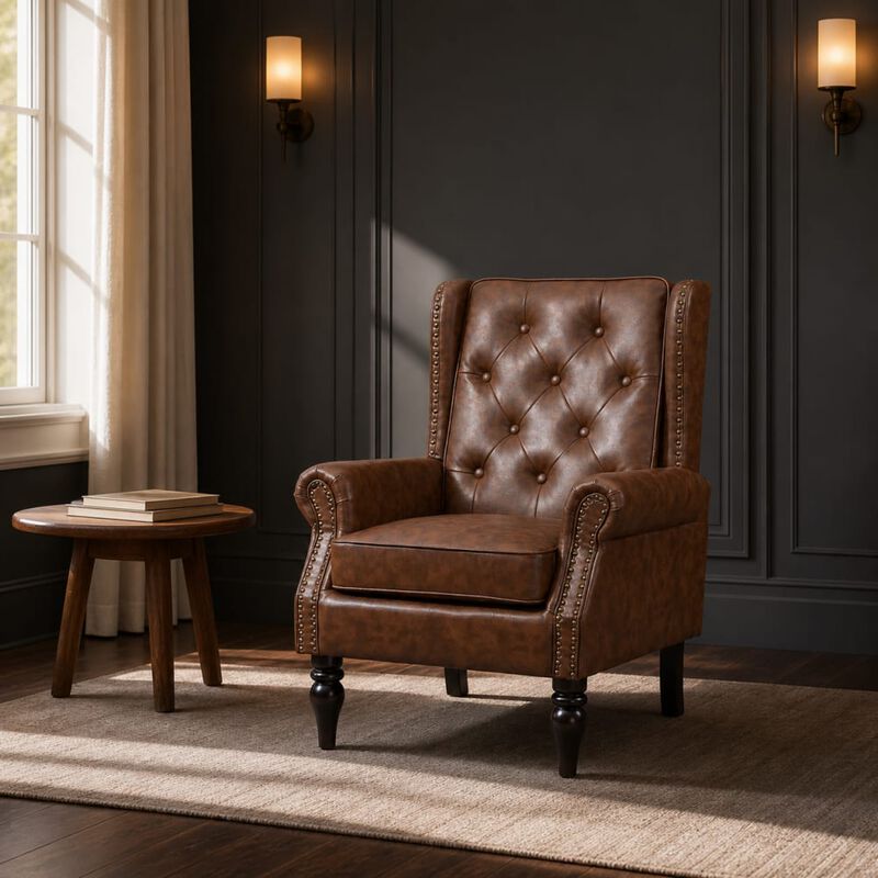 GOODSILO Modern Wood Frame Upholstered Armchair Comfortable Accent Lounge Chair for Living Room Bedroom Small Space Use image number 2