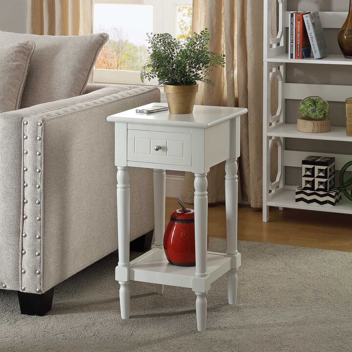 Convenience Concepts French Country Khloe 1 Drawer Accent Table with Shelf, White