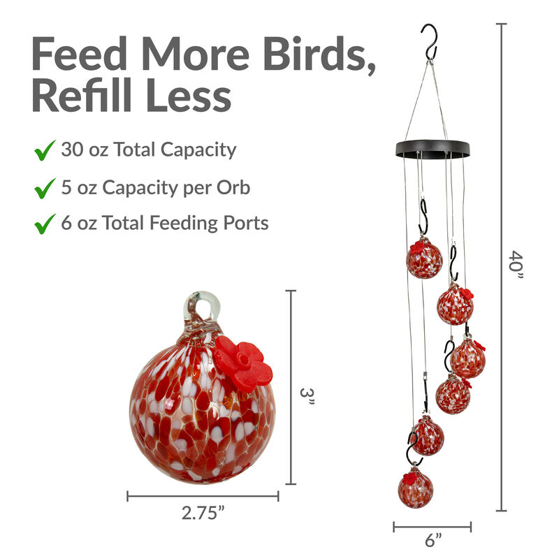 Sunnydaze Hand-Blown Hanging Glass Hummingbird Feeder for Outdoors image number 2